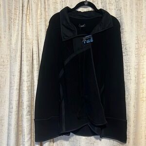 Jaskar Cardigan Women Large Black New Asymmetrical Mixed Media Knit Sculptural